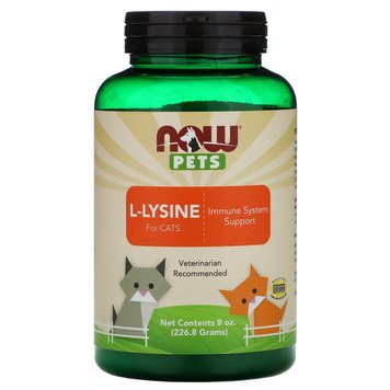 Лізин для кішок Now Foods (L-Lysine for Cats Now Pets) 226,8 г