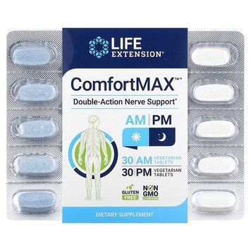 Комфорт макс, ComfortMax, Life Extension, двойное действие для поддержки нервной системы, для утра и вечера, 60 вегетарианских таблеток