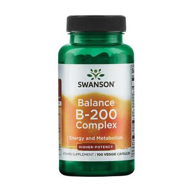 Комплекс витаминов группы Б Swanson Balance B-200 Complex 100 капсул