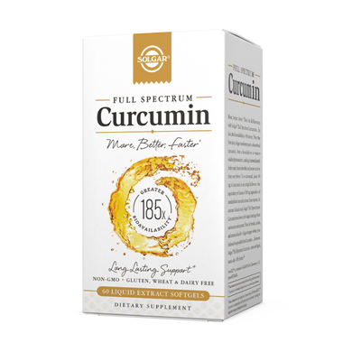Куркумин, Full Spectrum Curcumin, Solgar, 60 желатиновых капсул с жидкимктом