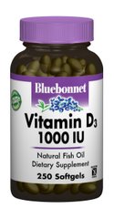 Вітамін D3 1000IU, Bluebonnet Nutrition, 250 желатинових капсул