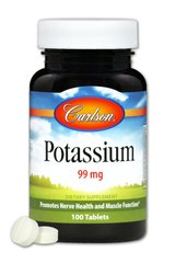 Калій, Potassium, Carlson, 100 таблеток