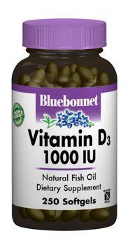 Вітамін D3 1000IU, Bluebonnet Nutrition, 250 желатинових капсул