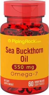 Масло облепихи Piping Rock Omega-7 Sea Buckthorn Oil 550 mg 60 капсул