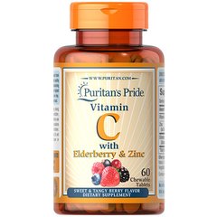 Витамин C Puritan's Pride Vitamin C with Elderberry & Zinc 60 таблеток