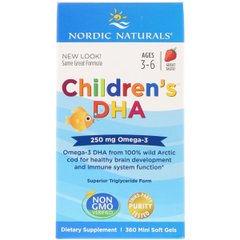 Риб'ячий жир (ДГК) для Дітей, (3-6 років) , 250 мг, Смак Полуниці, Children's DHA, Nordic Naturals, 360 міні