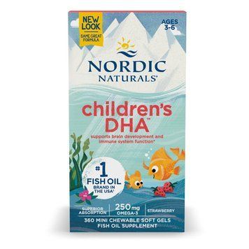 Рыбий жир (ДГК) для Детей (3-6 лет) Nordic Naturals Children's DHA 250 мг 360 мини жев. капсул Strawberry