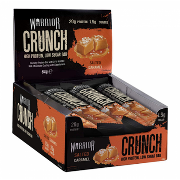 Фитнес батончики Warrior Crunch, High Protein, Low Sugar Bar 12x64 г Salted Caramel