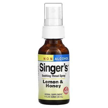 Спрей для горла заспокійливий, Singer's, Soothing Throat Spray, Herbs Etc., без спирту, лимон та мед, 30 мл