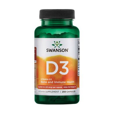 Вітамін Д3 Swanson Vitamin D3 1000 IU 25 mcg 250 капсул