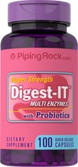 Пробиотик Piping Rock Digest-IT Multi Enzymes Super Strength with Probiotics 100 капсул