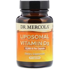 Витамин D3 Липосомальная, 10000 МЕ, Liposomal Vitamin D3, Dr. Mercola, 30 капсул