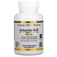 Масло криля California Gold Nutrition Antarctic Krill Oil with Astaxanthin 500 mg 120 капсул