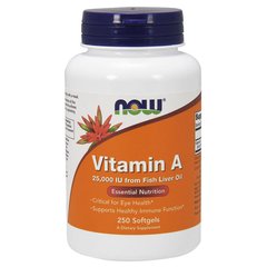 Витамин А Now Foods Vitamin A 25,000 IU Fish Liver Oil (250 капс)