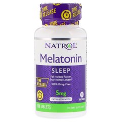 Мелатонін, Повільне Вивільнення, С Підвищеною Силою Дії, 5 мг, Natrol, 100 таблеток