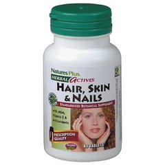 Рослинний Комплекс для Волос, Шкіри і нігтів, Herbal Actives, Natures Plus, 60 таблеток