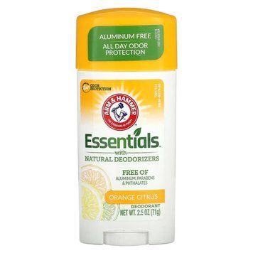 Arm & Hammer, Essentials, дезодорант із натуральними дезодорувальними речовинами, апельсин і цитрус, 71 г (2,5 унції)