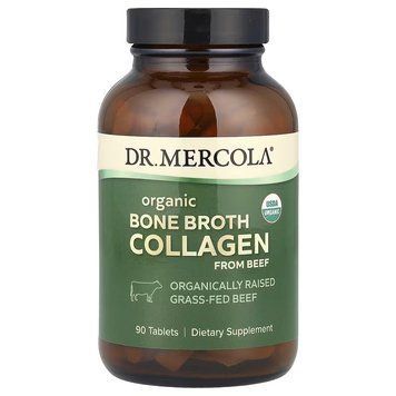Органический коллаген из говядины, Organic Bone Broth Collagen from Beef, Dr. Mercola, 90 таблеток