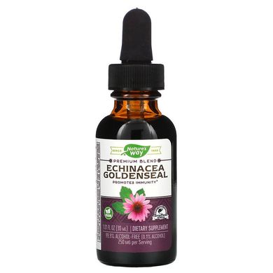 Ехінацея та Гідрастіс, Echinacea Goldenseal, Nature's Way, без спирту, 30 мл.