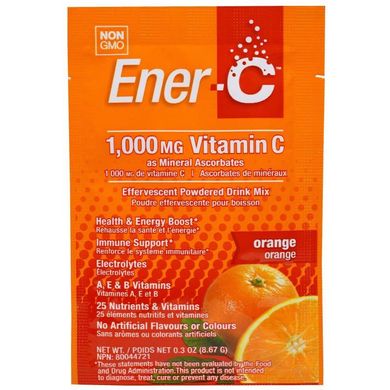 Витаминный Напиток для Повышения Иммунитета, Вкус Апельсина, Vitamin C, Ener-C, 30 пакетиков