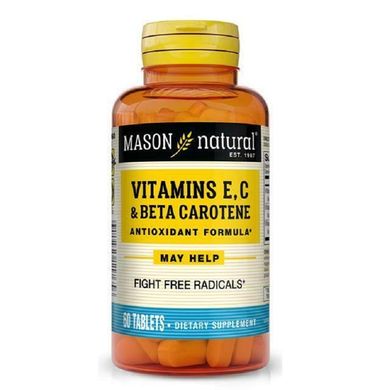 Антиоксидант Витамины A, E, C, Vitamin E, C & Beta Carotene, Mason Natural, 60 таблеток