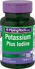 Калий Piping Rock Potassium Plus Iodine 180 таблеток