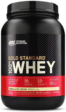 Сывороточный протеин изолят Optimum Nutrition 100% Whey Gold Standard 900 грамм vanilla ice cream