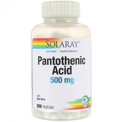 Пантотеновая кислота Solaray Pantothenic Acid 500 mg 250 капсул