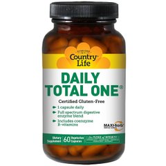 Мультивітаміни для Дорослих з Залізом, Daily Total One, Country Life, 60 желатинових капсул