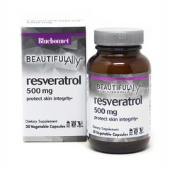 Ресвератрол 500 мг, Beautiful Ally, Bluebonnet Nutrition, Resveratrol 500 Мg, 30 рослинних капсул