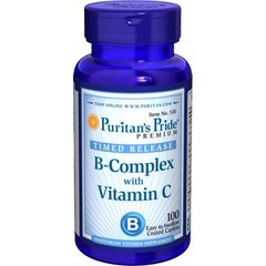 Комплекс витаминов Б Puritan's Pride Vitamin B-Complex + Vitamin C Time Release (100 таб)