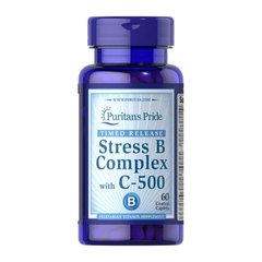 Комплекс вітаміну B Puritan's Pride Stress B Complex with C-500 60 капсул