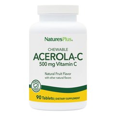Ацерола-C, Витамин C с биофлавоноидами, 500 мг, Nature's Plus, 90 жевательных таблеток