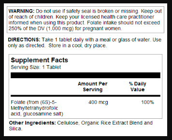 Метилфолат KAL Methyl Folate 400mcg 90 таблеток