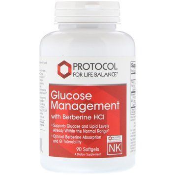 Регулювання рівня глюкози з берберин гідрохлоридом, Glucose Management, Protocol for Life Balance, 90 капсул