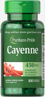 Кайенский перец Puritan's Pride Cayenne 450 mg 100 капсул