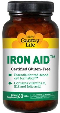 Залізо Country Life Iron Aid 15 mg 60 таблеток