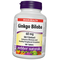 Гинкго билоба Webber Naturals Ginkgo Biloba 60 mg 180 таблеток