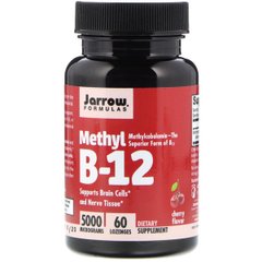 Метил B-12 со вкусом вишни, 5000 мкг, Methyl B-12, Jarrow Formulas, 60 леденцов