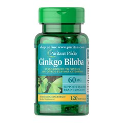 Гинкго билоба Puritan's Pride Ginkgo Biloba 60 mg (120 капс) пуританс прайд