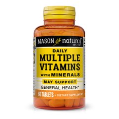 Мультивитамины и минералы на каждый день, Daily Multiple Vitamins With Minerals, Mason Natural, 60 таблеток
