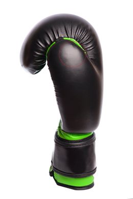 Боксерские перчатки PowerPlay 3004 JR черно-зеленые 8 унций