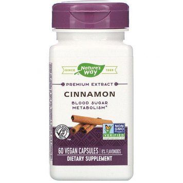 Экстракт корицы, Cinnamon, Nature's Way, стандартизированный, 60 капсул