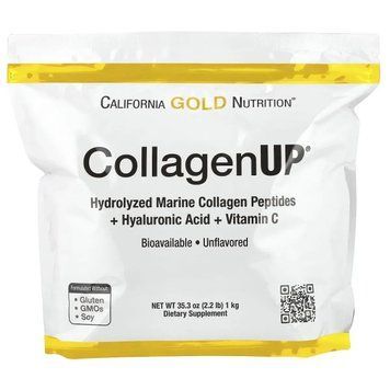 California Gold Nutrition, CollagenUP&reg;, пептиди гідролізованого морського колагену з гіалуроновою кислотою та вітаміном C, без смакових добавок, 1 кг 2,2 фунта