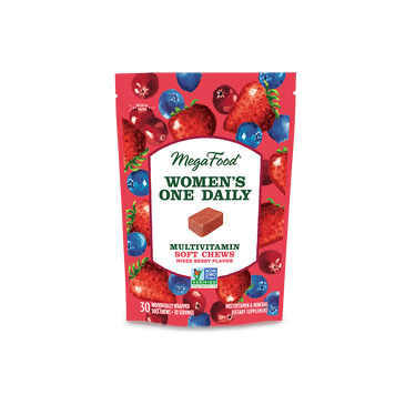 МультиВітаміни для жінок, вкус ягод, Women's Multivitamin Soft Chews, Mixed Berry Flavor, MegaFood, 30 мягких жувальних цукерок в индивидуальной упаковке
