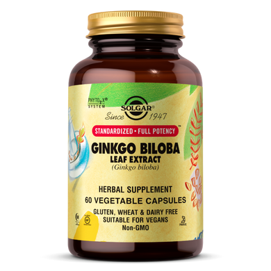Натуральная добавка гинкго билоба Solgar SFP Ginkgo Biloba Leaf Extract, 60 капсул