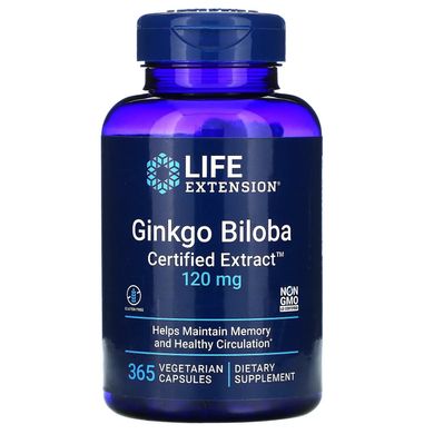 Гинкго Билоба двулопастный, сертифицированный экстракт, Ginkgo Biloba, Life Extension, 120 мг, 365 капсул