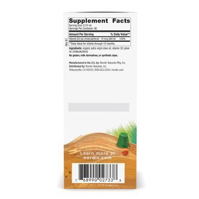 Витамин Д3 для детей Nordic Naturals Baby's Vitamin D3 Liquid 22,5 мл