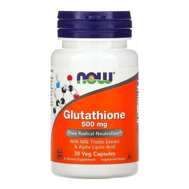 Глутатіон, Glutathione, NOW, 500 мг, 30 вегетаріанських капсул