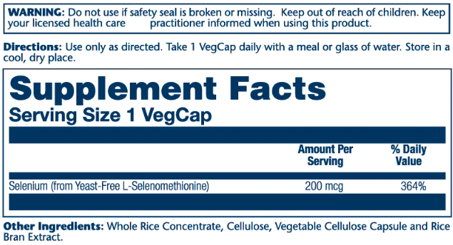 Селен Solaray Selenium Yeast Free 200mcg 90 вег. капсул